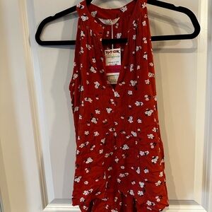 Sim & Sam Sleeveless Floral Top – Women’s Small – Rust Orange – NWT